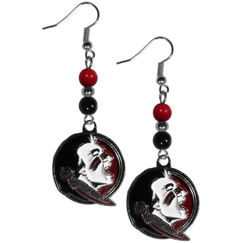 Florida St. Seminoles Fan Bead Dangle Earrings