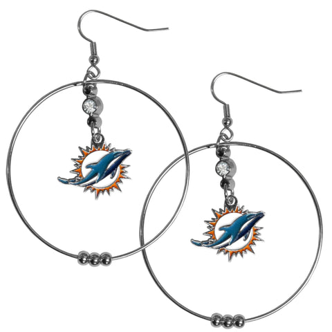 Miami Dolphins 2 Inch Hoop Earrings