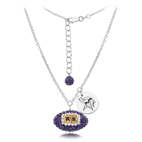 Minnesota Vikings Silver Necklace w/Crystal Football