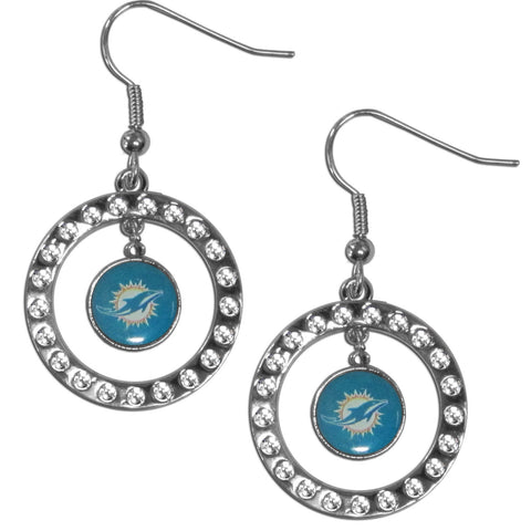 Miami Dolphins Rhinestone Hoop Earrings