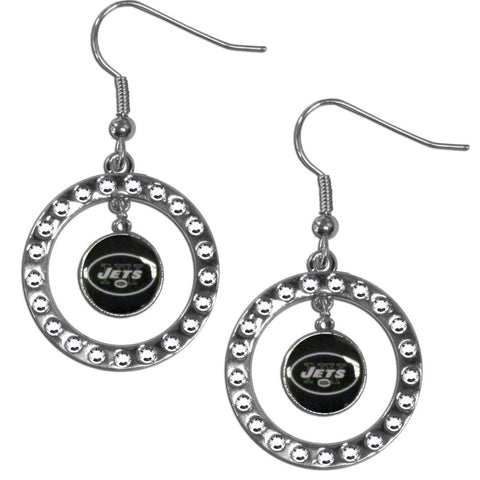 New York Jets Rhinestone Hoop Earrings