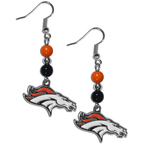 Denver Broncos Fan Bead Dangle Earrings