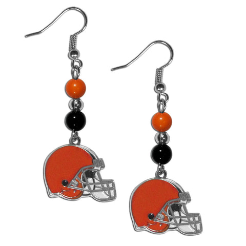 Cleveland Browns Fan Bead Dangle Earrings