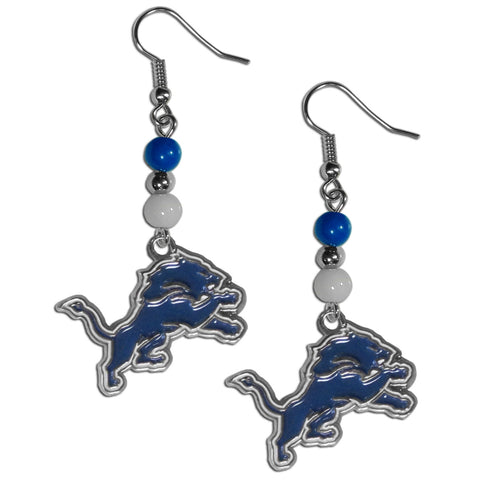 Detroit Lions Fan Bead Dangle Earrings