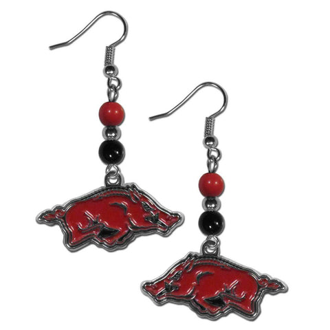 Bead Dangle Earrings - Arkansas Razorbacks Fan Bead Dangle Earrings