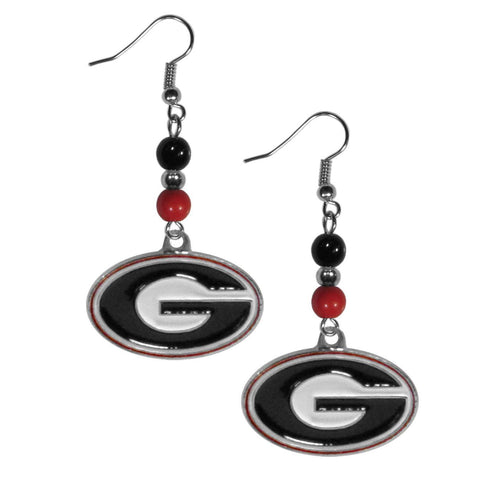 Bead Dangle Earrings - Georgia Bulldogs Fan Bead Dangle Earrings