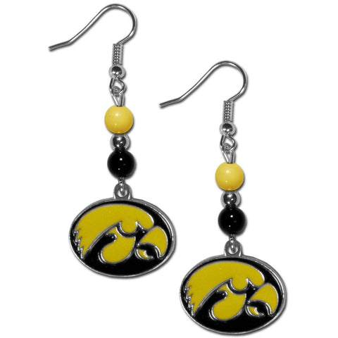 Bead Dangle Earrings - Iowa Hawkeyes Fan Bead Dangle Earrings