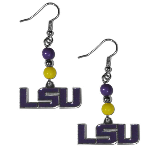 Bead Dangle Earrings - LSU Tigers Fan Bead Dangle Earrings