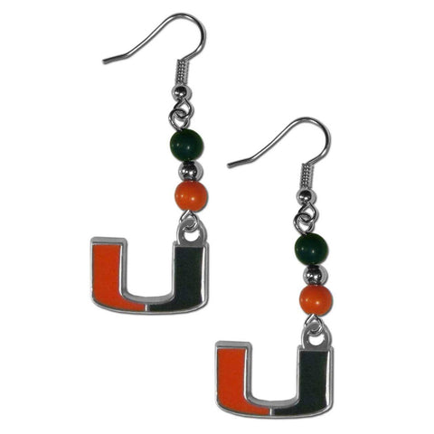 Bead Dangle Earrings - Miami Hurricanes Fan Bead Dangle Earrings