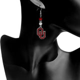 Bead Dangle Earrings - Oklahoma Sooners Fan Bead Dangle Earrings