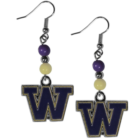 Bead Dangle Earrings - Washington Huskies Fan Bead Dangle Earrings