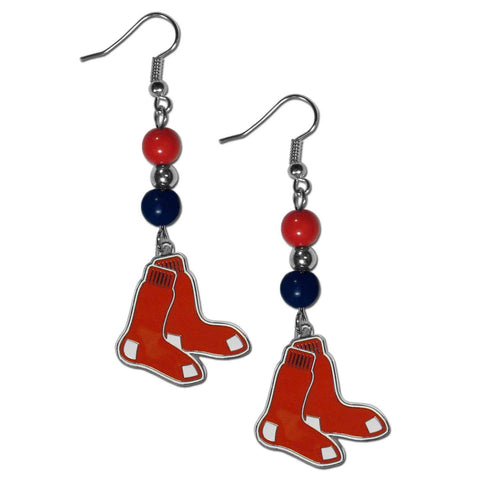 Boston Red Sox Fan Bead Dangle Earrings