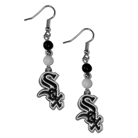 Chicago White Sox Fan Bead Dangle Earrings