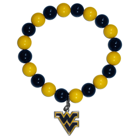 Fan Bead Bracelet - W. Virginia Mountaineers Fan Bead Bracelet