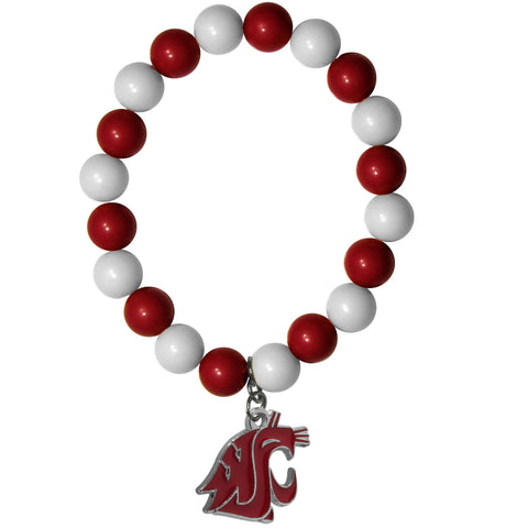 Fan Bead Bracelet - Washington St. Cougars Fan Bead Bracelet